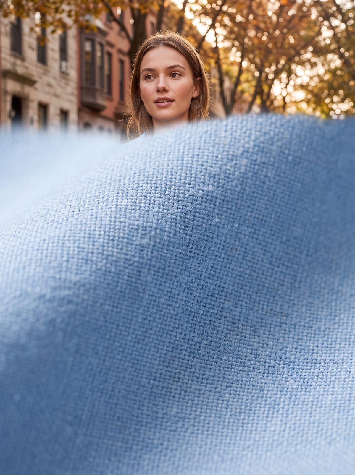 Close up of the fabric of the Eulalie oversized blazer