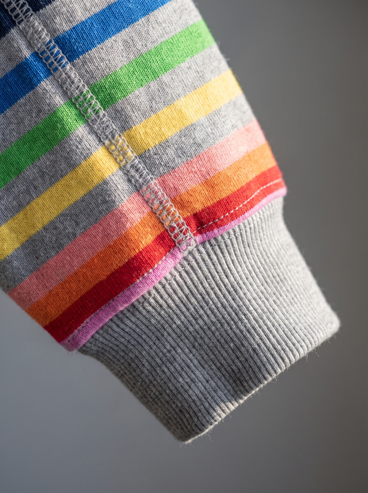 Detail of the Thomasine half zip sweatshirt showing its material and finish