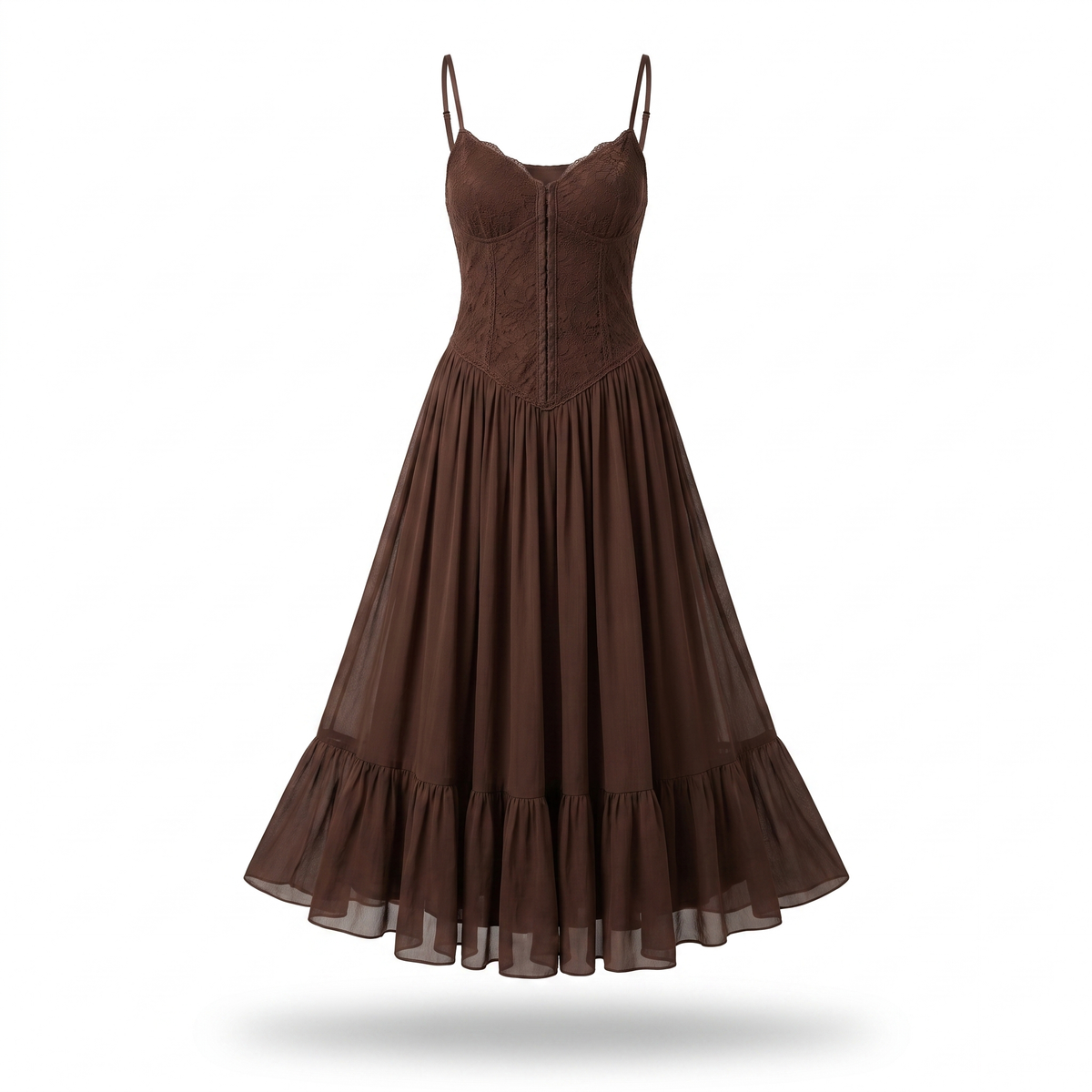 Amariah Lace Panel Chiffon Maxi Dress