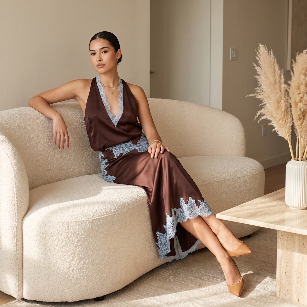 Vivienne Lace Panel Top and Skirt Set