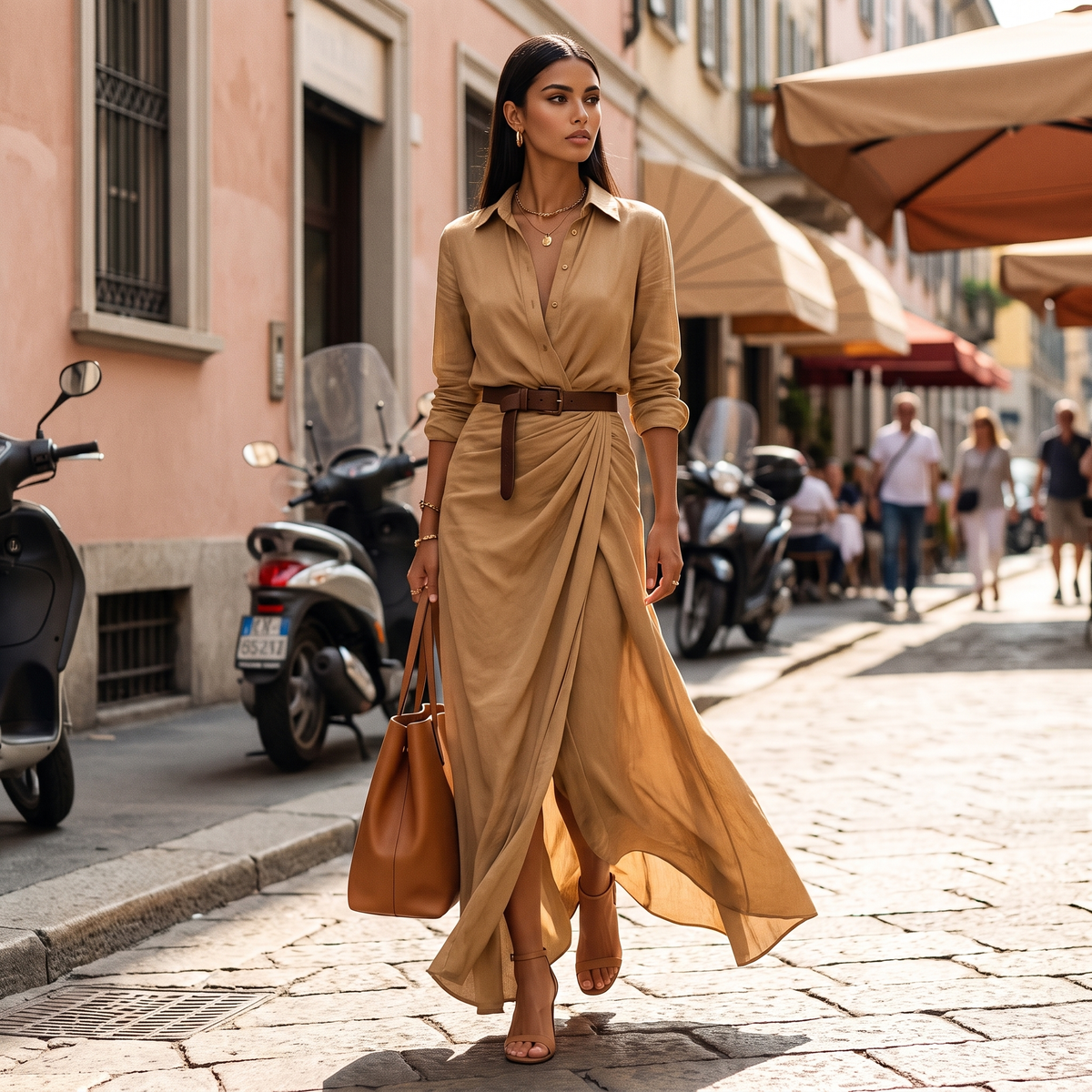 Seraphine Belted Shirt Maxi Dress