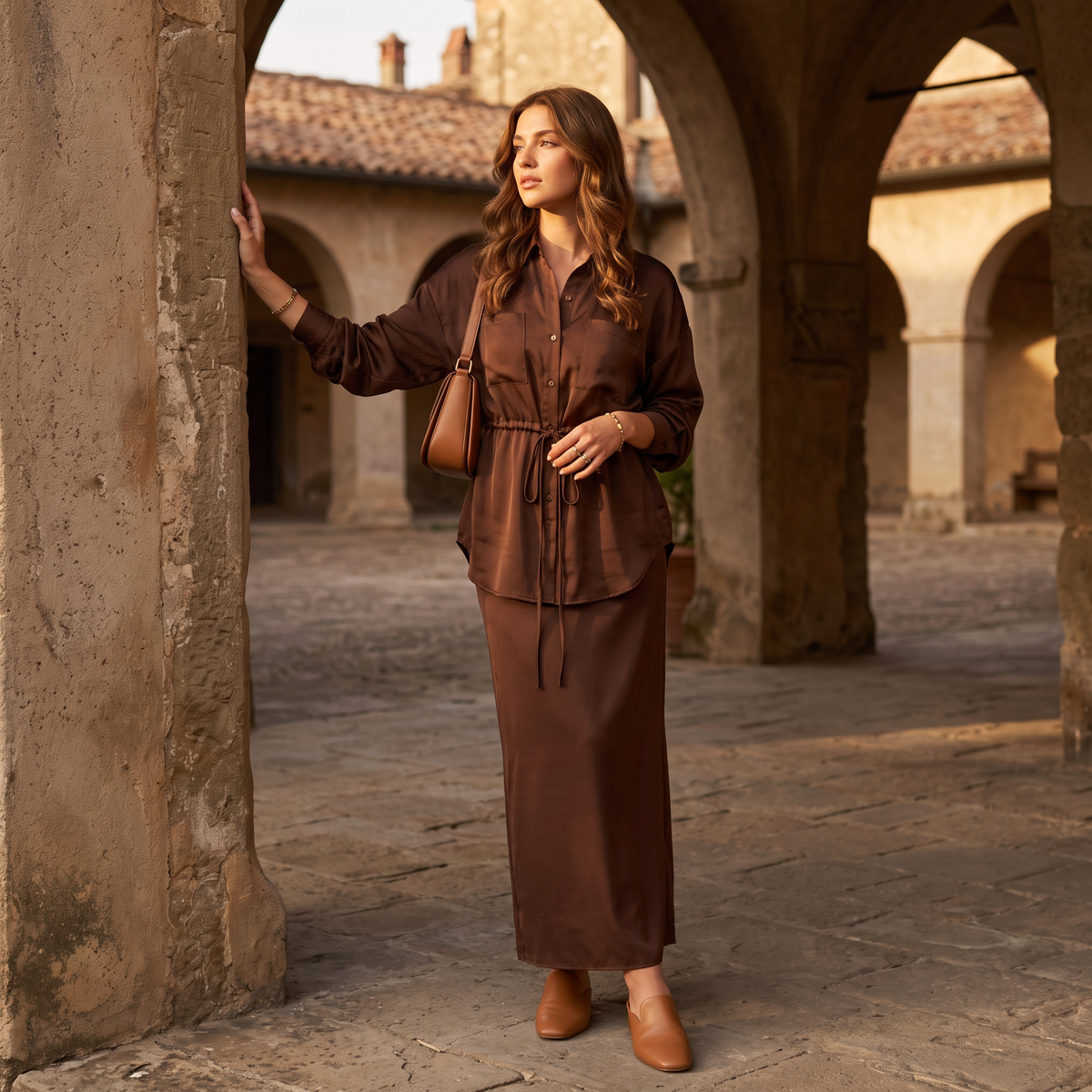 Juliette Drawstring Shirt and Skirt Set