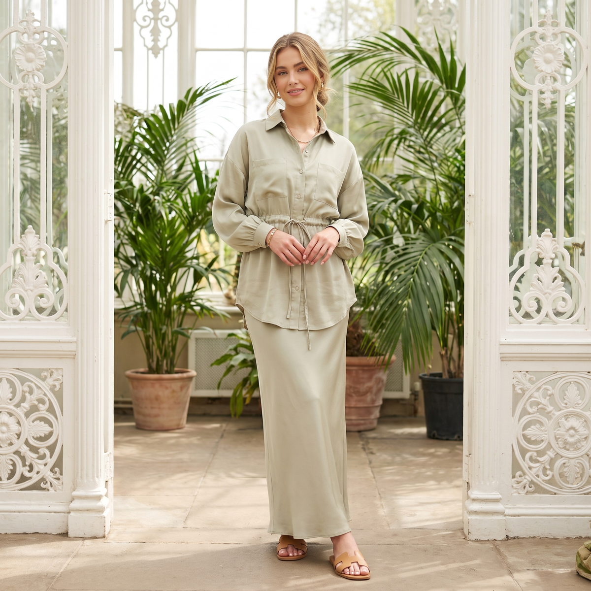 Juliette Drawstring Shirt and Skirt Set