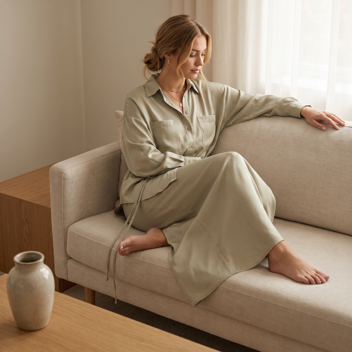 Juliette Drawstring Shirt and Skirt Set