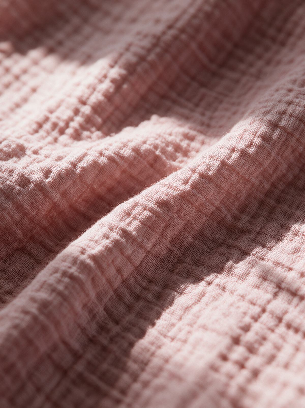 Close-up of the textured gauze weave of the Alexa drawstring shorts