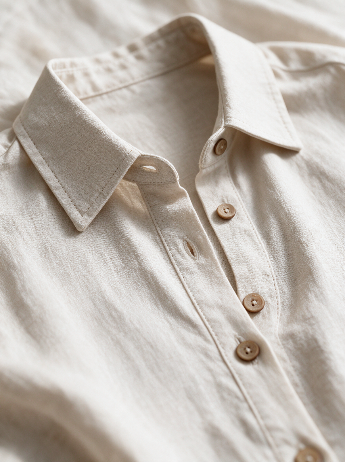 Collar and button front detail of the Aneta shirt