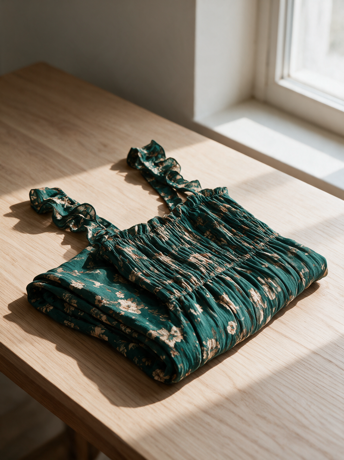 The Ophelia maxi dress folded on a table