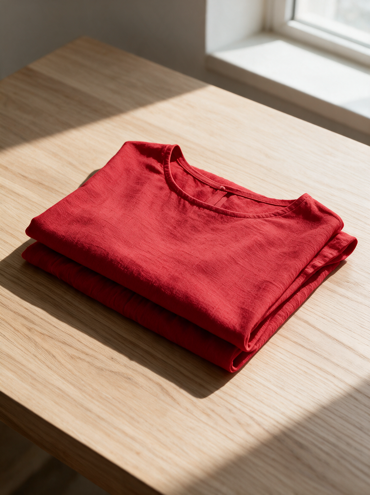 The Marguerite dress folded on a table