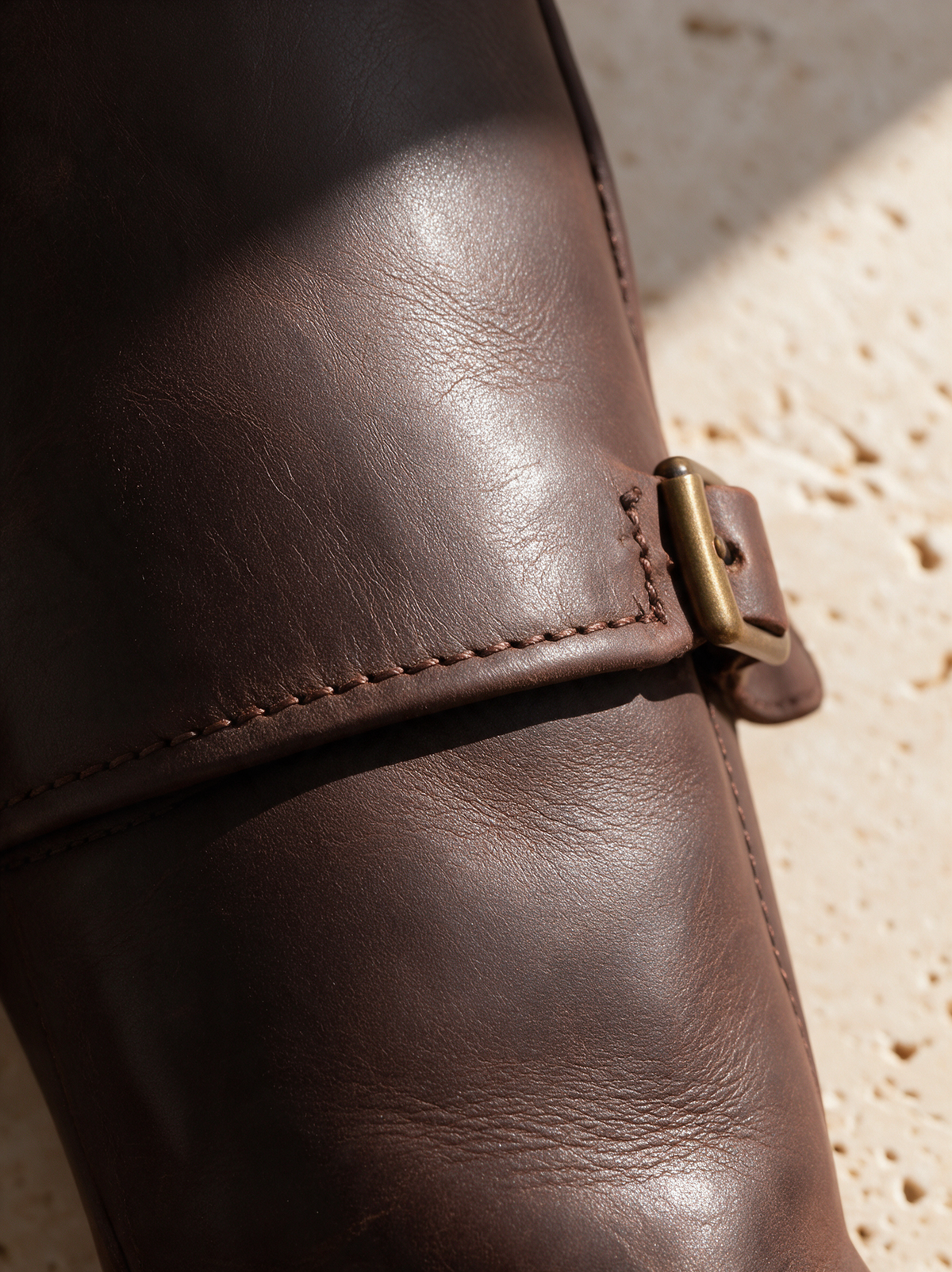 Cataleya riding boot leather grain macro detail