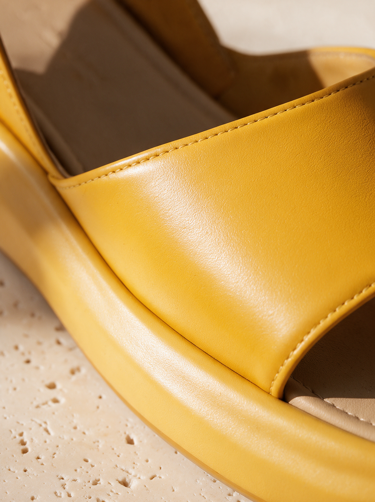 Ottilie slingback sandal strap and platform macro detail