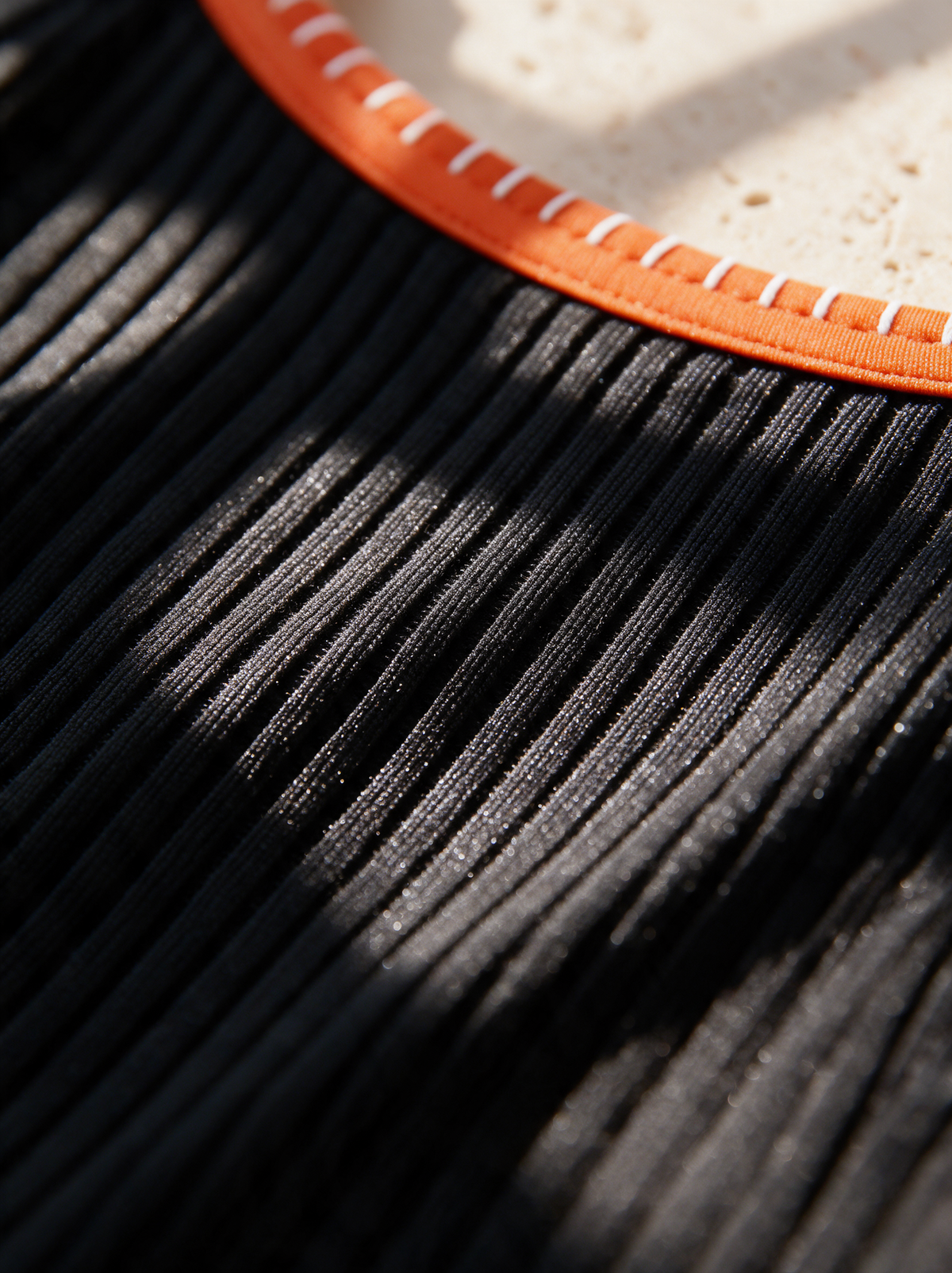 Anastasia tankini ribbed swim fabric macro detail