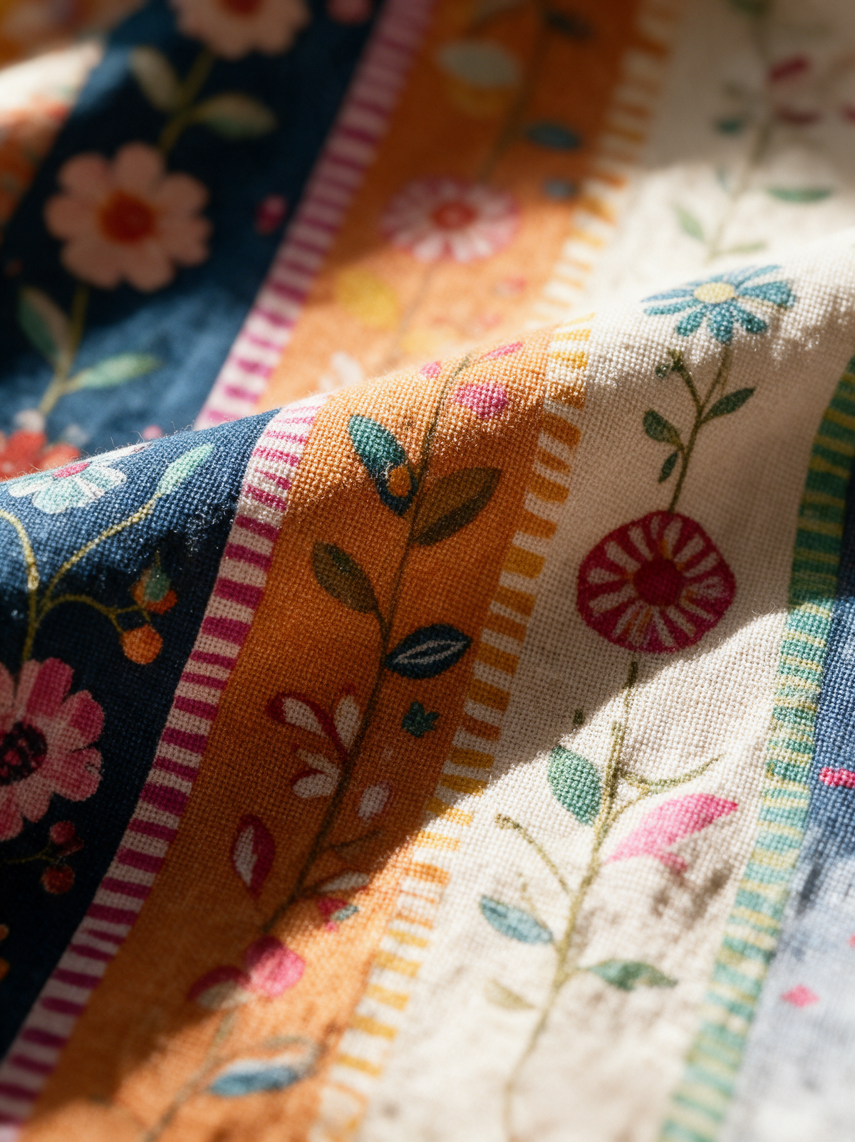 Kalina floral shirt fabric weave and print macro detail