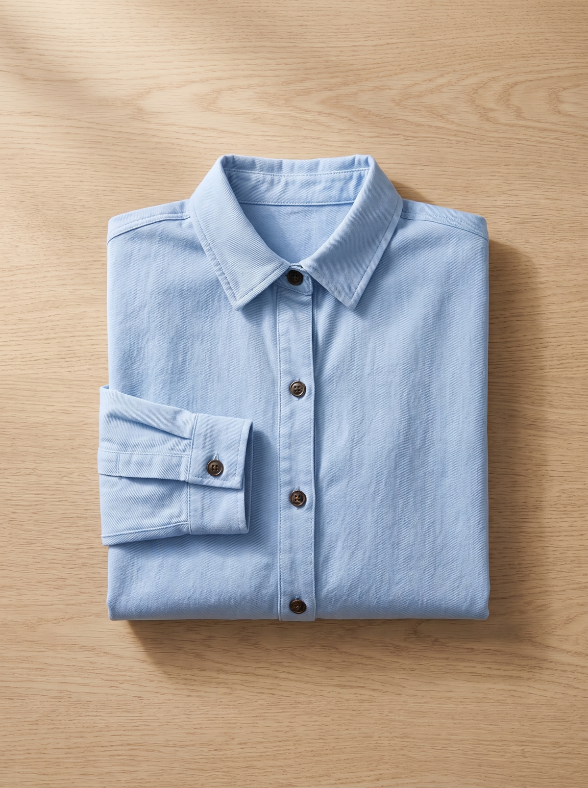 Linnea cotton shirt jacket folded neatly on a table