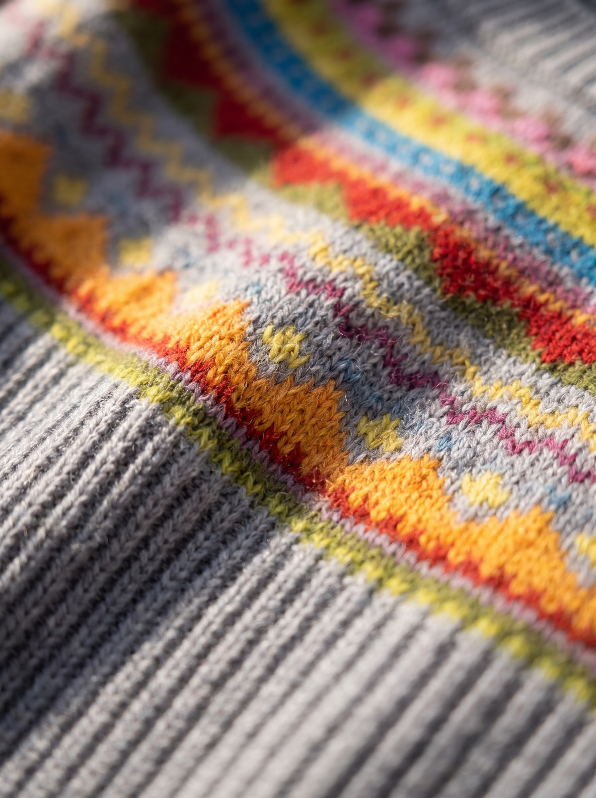Close up of the fabric of the Vespera crew neck knit sweater