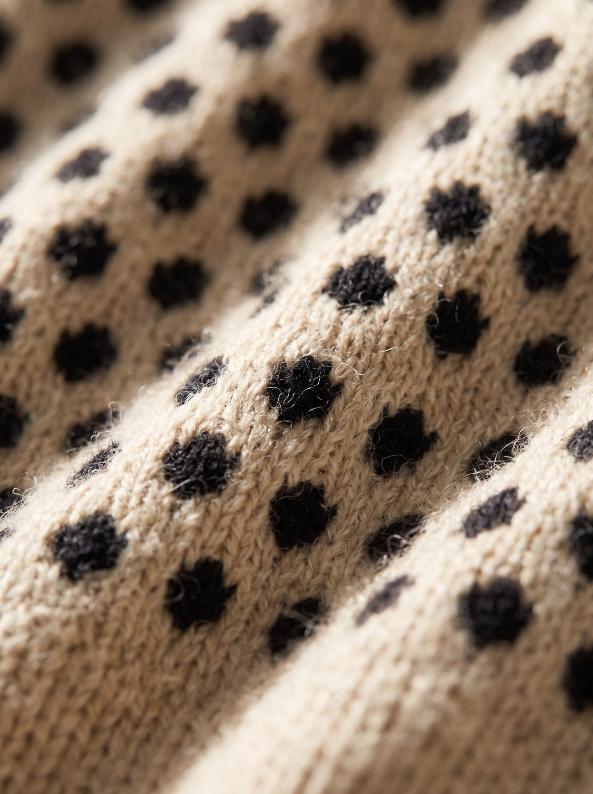Close up of the fabric of the Ninette polka dot cardigan