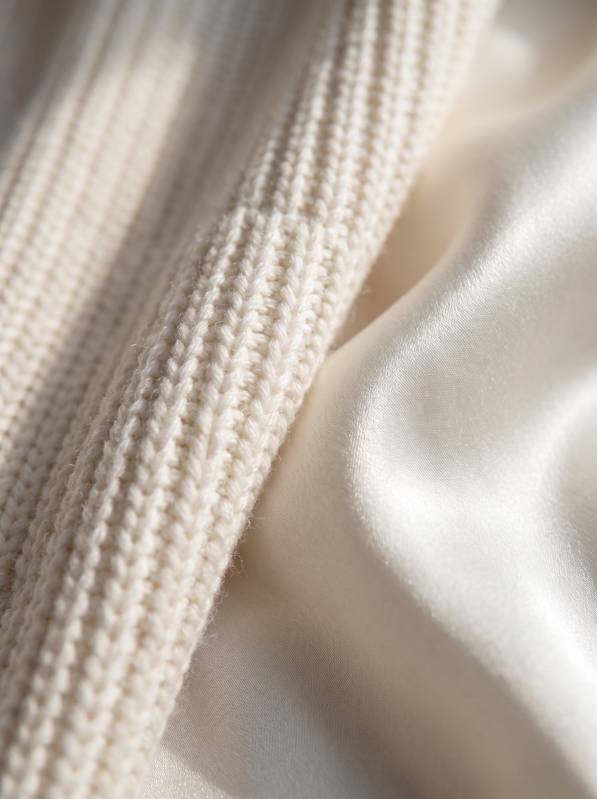 Close up of the fabric of the Valentine knit sweater and satin skirt set