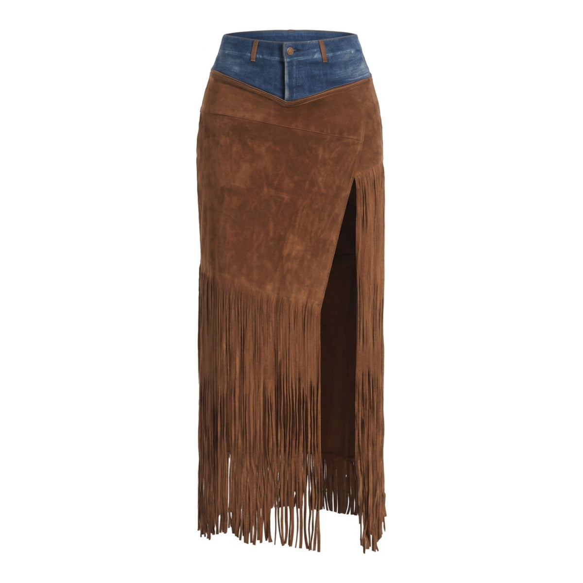 Marisole Fringed Suede Midi Skirt